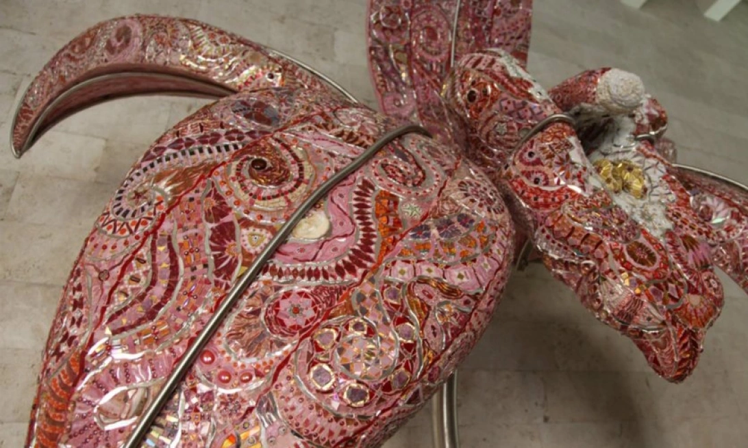 Installation of "Giant Orchid" Sculpture